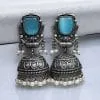 Silver Look Jhumka Earrings | Adorable Traditional Jhumki With Stone & Pearl Work