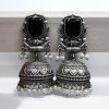 Silver Look Jhumka Earrings | Adorable Traditional Jhumki With Stone & Pearl Work