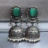Silver Look Jhumka Earrings | Adorable Traditional Jhumki With Stone & Pearl Work