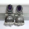 Silver Look Jhumka Earrings | Adorable Traditional Jhumki With Stone & Pearl Work
