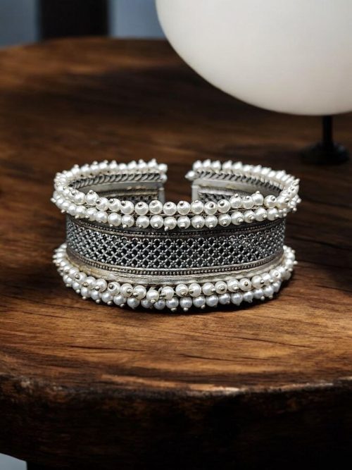 Oxidised Silver Replica Cuff Bracelet | Adorable Light Weight Premium Finish Bangles