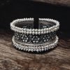 Handmade Silver Touch Cuff Bracelet | Pearl Beads Traditional Bangles / Kada