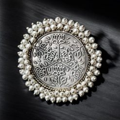 Antique Silver Polish Rings With Pearl Beads | Unique Handmade Adjustable Rings