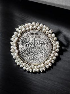 Antique Silver Polish Rings With Pearl Beads | Unique Handmade Adjustable Rings