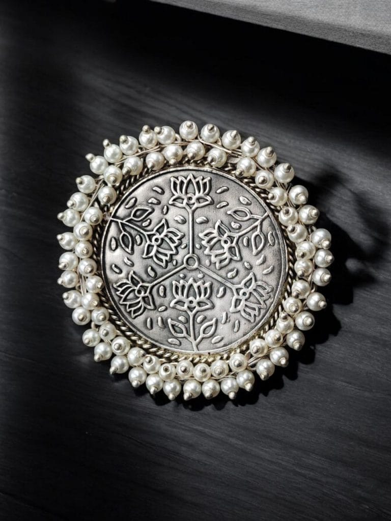 Bulk 586 Antique Silver Polish Rings With Pearl Beads | Unique Handmade Adjustable Rings