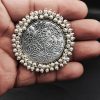 Antique Silver Polish Rings With Pearl Beads | Unique Handmade Adjustable Rings