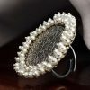 Traditional Silver Replica Ring | Premium Quality Oxidised Pearls Beads Adjustable Rings