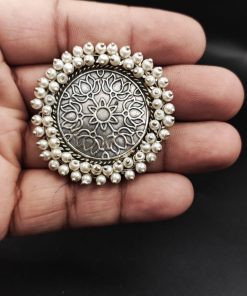 Traditional Silver Replica Ring | Premium Quality Oxidised Pearls Beads Adjustable Rings