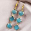 Gold-Plated Monalisa Stone Earrings | Premium Quality Best Stone Dangler Jewelry