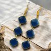 Gold-Plated Monalisa Stone Earrings | Premium Quality Best Stone Dangler Jewelry