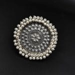 Traditional Silver Replica Ring | Pure Brass Based Handmade Jewelry with Pearl Work