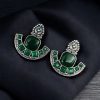 Silver Replica Stone Earrings | Antique Oxidized Stud Jewelry For Girls
