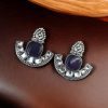 Silver Replica Stone Earrings | Antique Oxidized Stud Jewelry For Girls