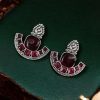 Silver Replica Stone Earrings | Antique Oxidized Stud Jewelry For Girls