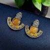 Silver Replica Stone Earrings | Antique Oxidized Stud Jewelry For Girls