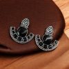 Silver Replica Stone Earrings | Antique Oxidized Stud Jewelry For Girls