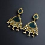 Indian Style Gold-Plated Earrings | Monalisa & AD Stone Contemporary Jewelry - "Blue"