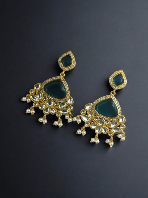 Indian Style Gold-Plated Earrings | Monalisa & AD Stone Contemporary Jewelry
