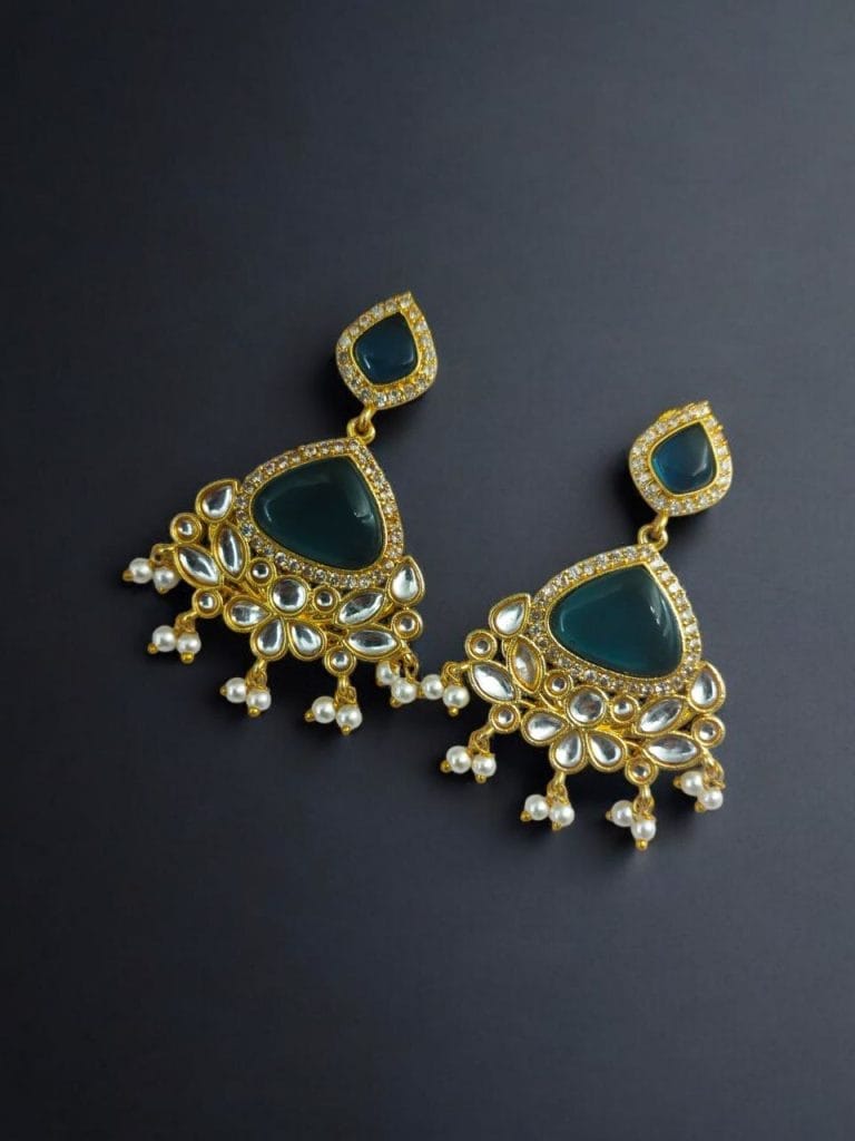 Bulk 548 Indian Style Gold-Plated Earrings | Monalisa & AD Stone Contemporary Jewelry - "Blue"