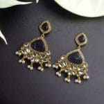 Indian Style Gold-Plated Earrings | Monalisa & AD Stone Contemporary Jewelry - "Amethyst"
