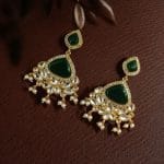 Indian Style Gold-Plated Earrings | Monalisa & AD Stone Contemporary Jewelry - "Green"