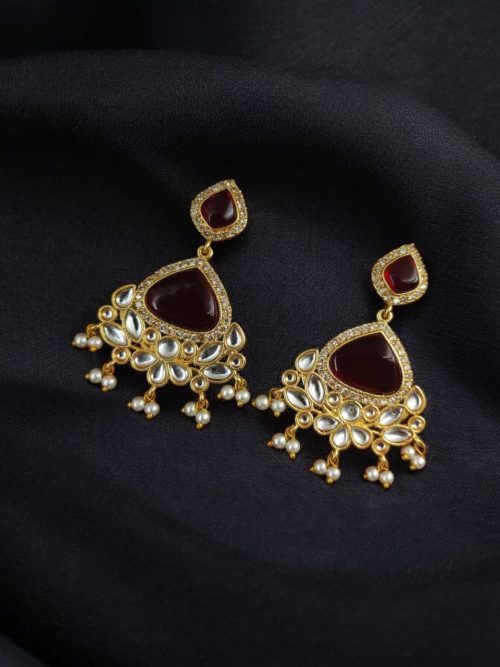 Indian Style Gold-Plated Earrings | Monalisa & AD Stone Contemporary Jewelry