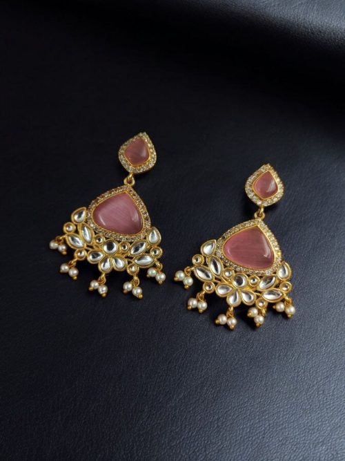 Indian Style Gold-Plated Earrings | Monalisa & AD Stone Contemporary Jewelry