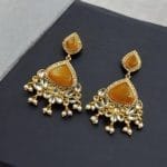 Indian Style Gold-Plated Earrings | Monalisa & AD Stone Contemporary Jewelry - "Yellow"