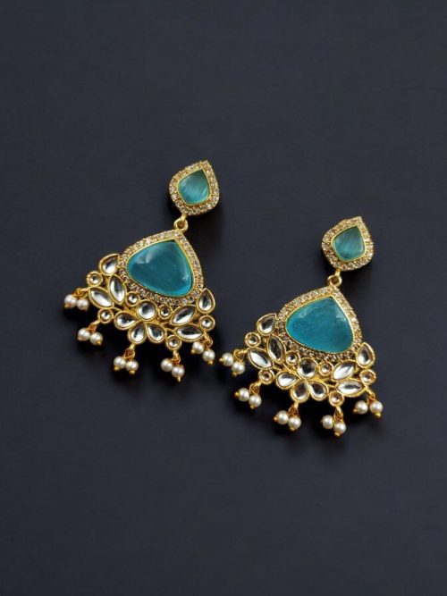 Indian Style Gold-Plated Earrings | Monalisa & AD Stone Contemporary Jewelry