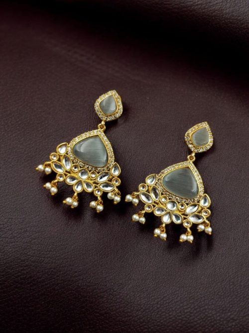 Indian Style Gold-Plated Earrings | Monalisa & AD Stone Contemporary Jewelry