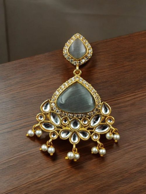 Indian Style Gold-Plated Earrings | Monalisa & AD Stone Contemporary Jewelry