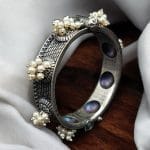 Silver Look Oxidized Bangles | Best Traditional Pearl Work Kada / Bracelet  For Girls