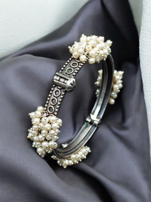 Oxidized Chudiya | Best Openable Bangle | Pearl Work Traditional Look Bracelet