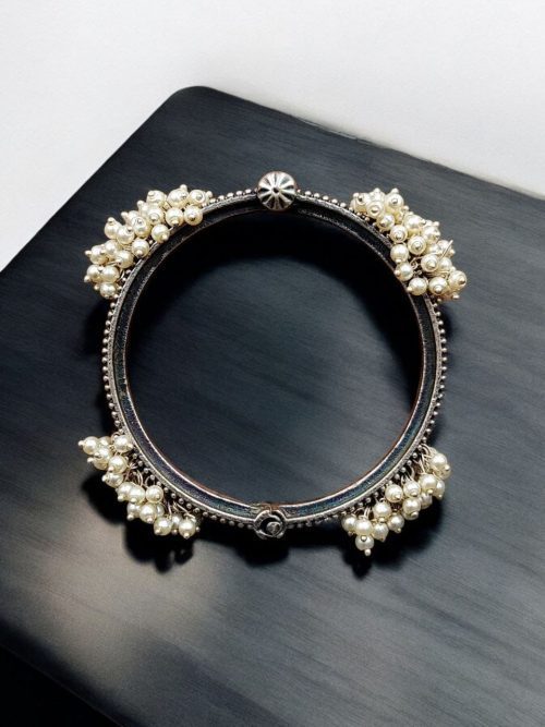 Oxidized Chudiya | Best Openable Bangle | Pearl Work Traditional Look Bracelet