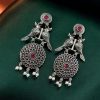 Silver Replica Bird Oxidized Earrings | Best Antique Stone Work Stud Jewelry