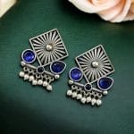 Traditional Silver Replica Stud Earrings | Best Light Weight Oxidised Jewelry