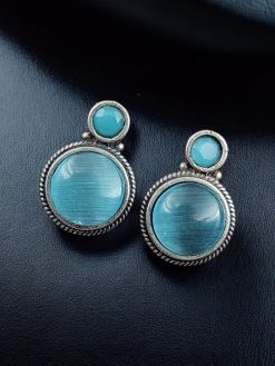 Silver Replica Stud Earrings | Monalisa Stone Studs | Antique Daily-wear Jewelry