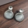 Silver Replica Stud Earrings | Monalisa Stone Studs | Antique Daily-wear Jewelry