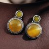 Silver Replica Stud Earrings | Monalisa Stone Studs | Antique Daily-wear Jewelry