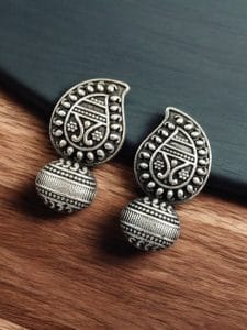 Silver Replica Daily Wear Studs | Unique Ancient Oxidized Look Earrings For Girls