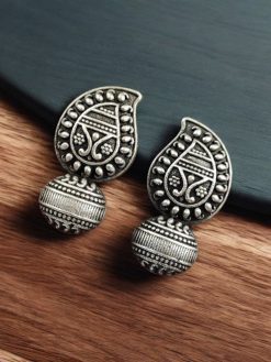 Silver Replica Daily Wear Studs | Ancient Oxidized Look Earrings For Girls