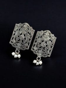 Silver Plated German Silver Peacock Stud | Best Light Weight Stud jewelry