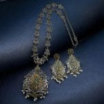 Silver Replica Long Haram Necklace Set | Best Traditional heritage Look Oxidized Jewelry - "Yellow"