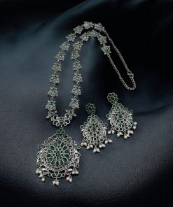 Silver Replica Long Haram Necklace Set | Best Traditional heritage Look Oxidized Jewelry