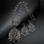 Silver Replica Long Haram Necklace Set | Best Traditional heritage Look Oxidized Jewelry - "Black"