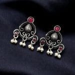 Oxidised German Silver Stud Earrings | Light Weight Best Jewelry For Girls