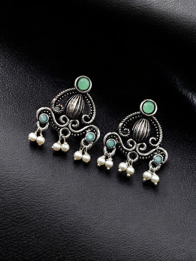 Bulk 450 Oxidised German Silver Stud Earrings | Light Weight Best Jewelry For Girls - "Mint"