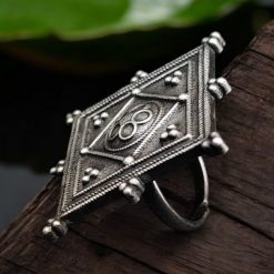 Best Silver Replica Rings | Traditional Square Shape Adjustable Ring For Girls