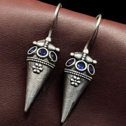 Antique Look Earrings | Silver Replica Jewelry | Oxidized Hook Earring For Girls