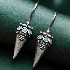 Antique Look Earrings | Silver Replica Jewelry | Oxidized Hook Earring For Girls